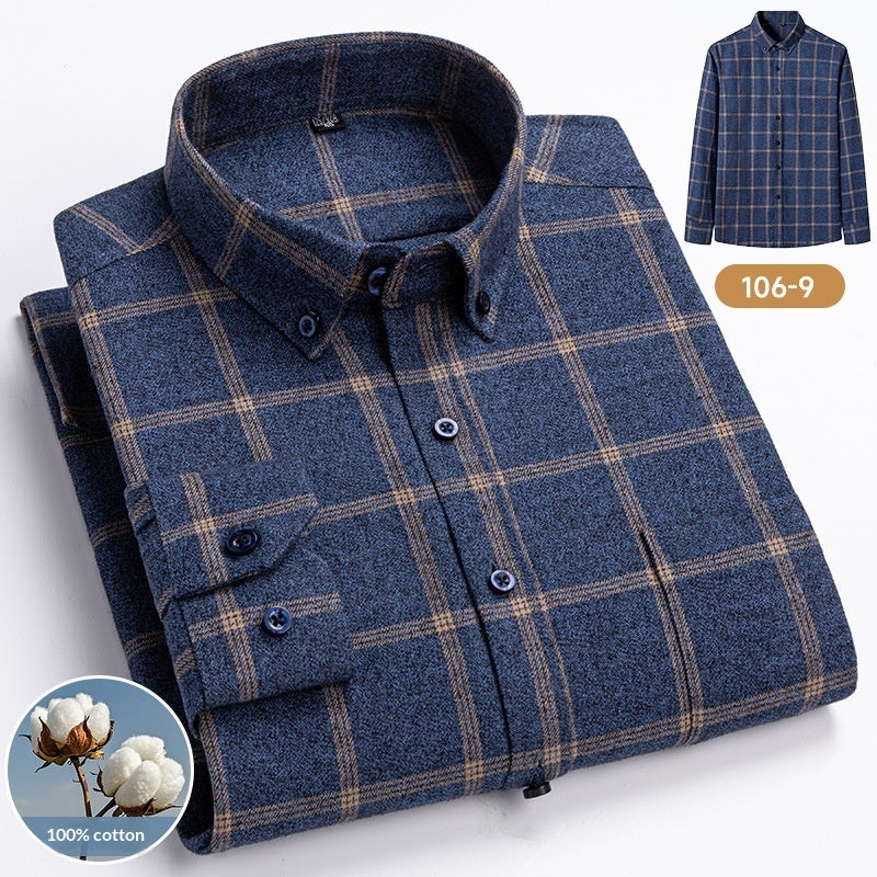 100 Cotton Plaid Long-sleeve Shirt For Layering Or Wearing On Its Own