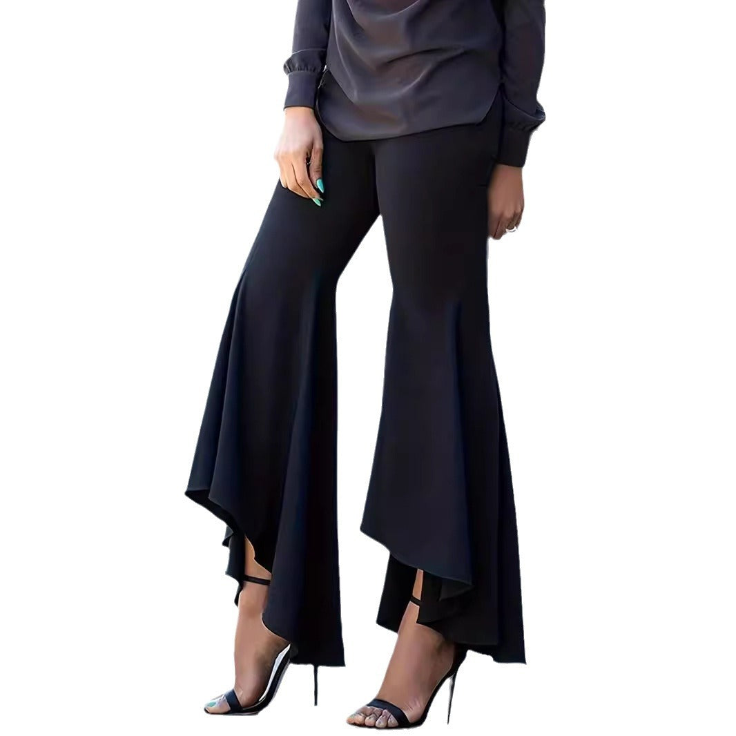 Womens Casual Solid-color Plus-size Flared Shorts For Work And Commuting