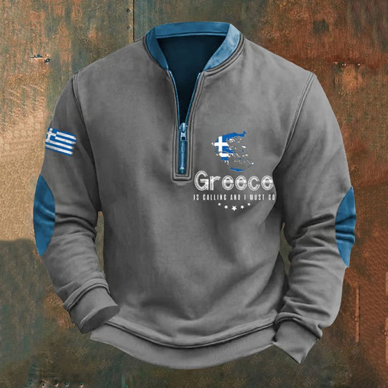 Sweatshirt With Digital Print Mens Half-Zip Hoodie Printed Top