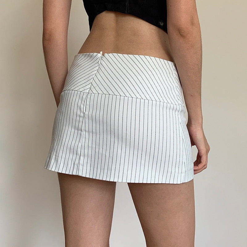 Simple Casual Low-rise Sexy Striped Skirt