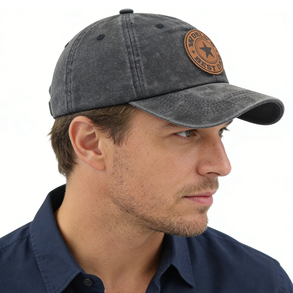 World's Best Dad For Man, Adjustable Embroidered Wash Cotton Baseball Cap