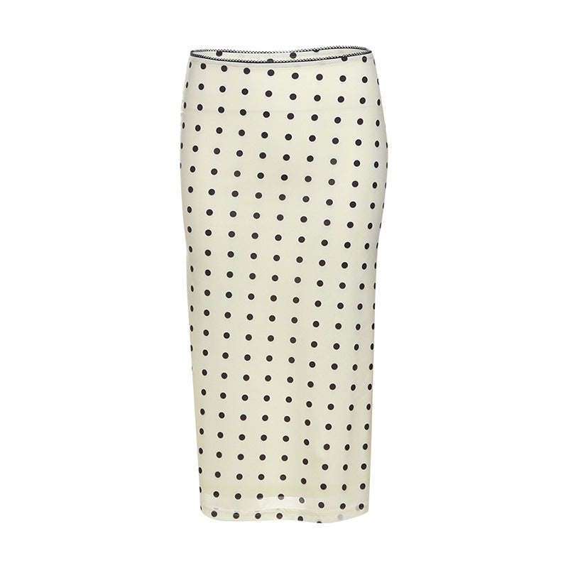 New Womens Fashion High-waisted Polka-dot Bodycon Skirt