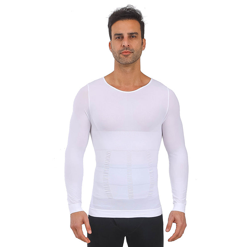 Mens Tummy-Control Shapewear Body-Shaping Sports Compression Shirt