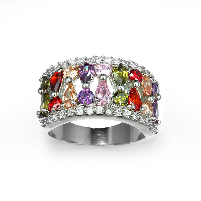 Stylish And Colorful Zircon Ring