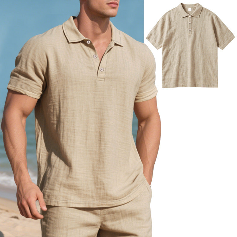 Breathable Linen Casual Short-Sleeve Polo Shirt