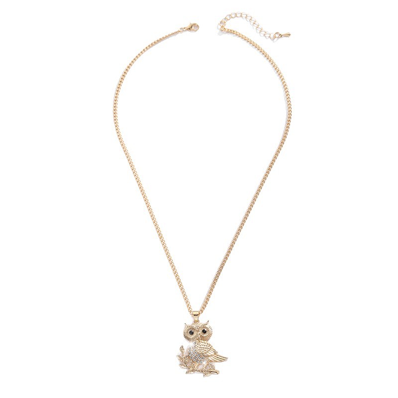 Womens Minimalist Owl-Shaped All-Match Pendant Necklace