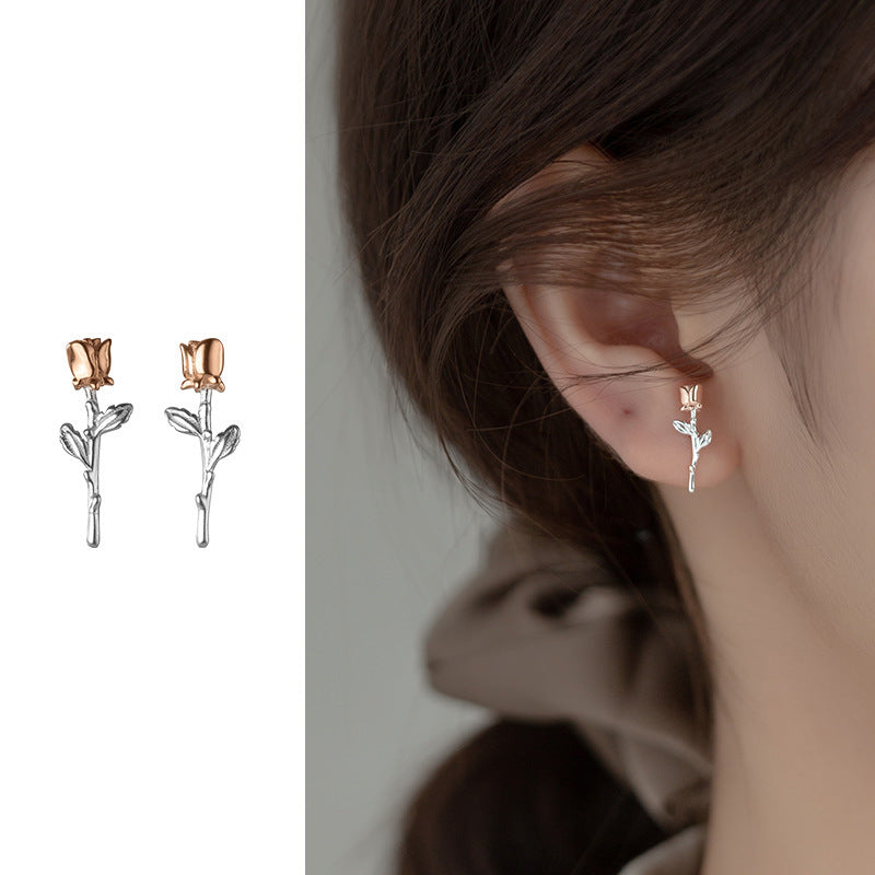 Silver Flower Stud Earrings A Sweet Rose Design For A Delicate Charming Look