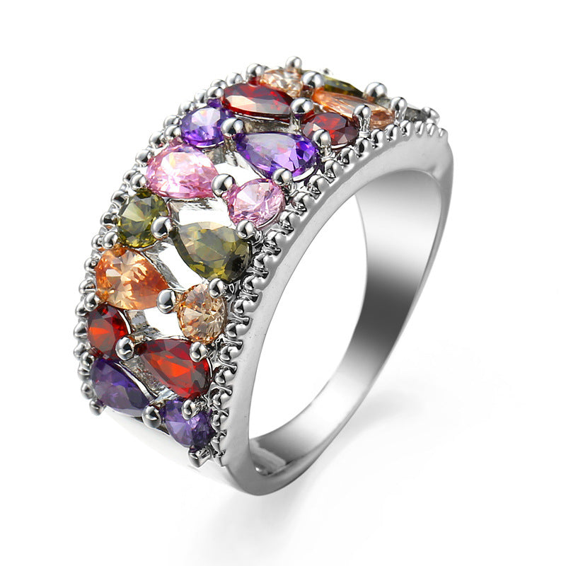 Stylish And Colorful Zircon Ring