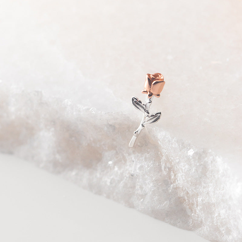 Silver Flower Stud Earrings A Sweet Rose Design For A Delicate Charming Look