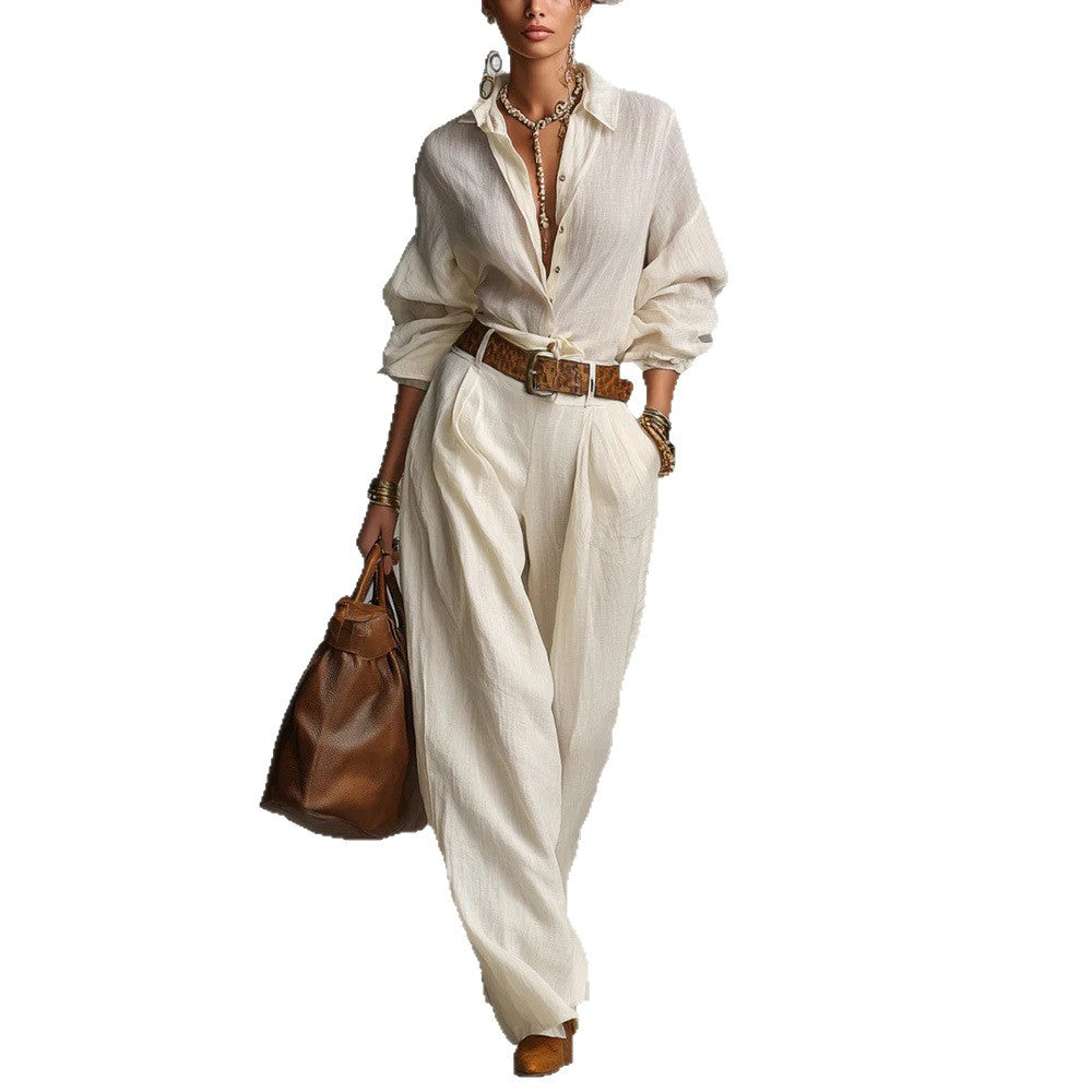 Two-piece Set Featuring A Long-sleeve Shirt With Pocket And Button Detailing