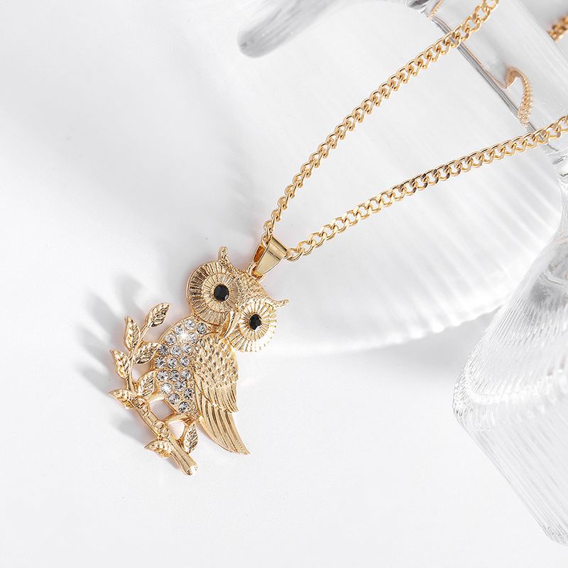 Womens Minimalist Owl-Shaped All-Match Pendant Necklace