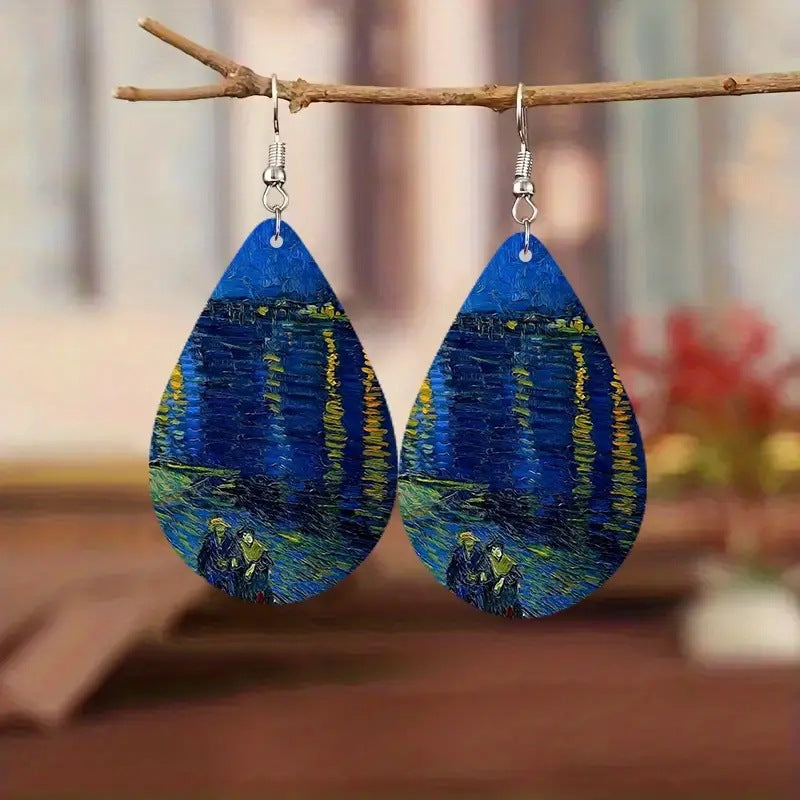 European And American PU Leather Earrings For Women Vintage And Creative