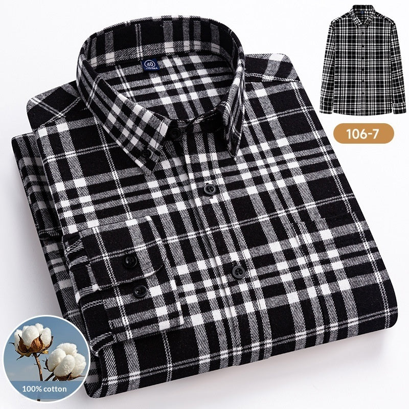 100 Cotton Plaid Long-sleeve Shirt For Layering Or Wearing On Its Own