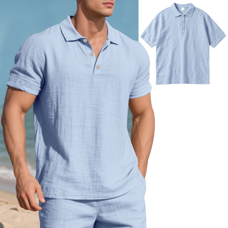 Breathable Linen Casual Short-Sleeve Polo Shirt