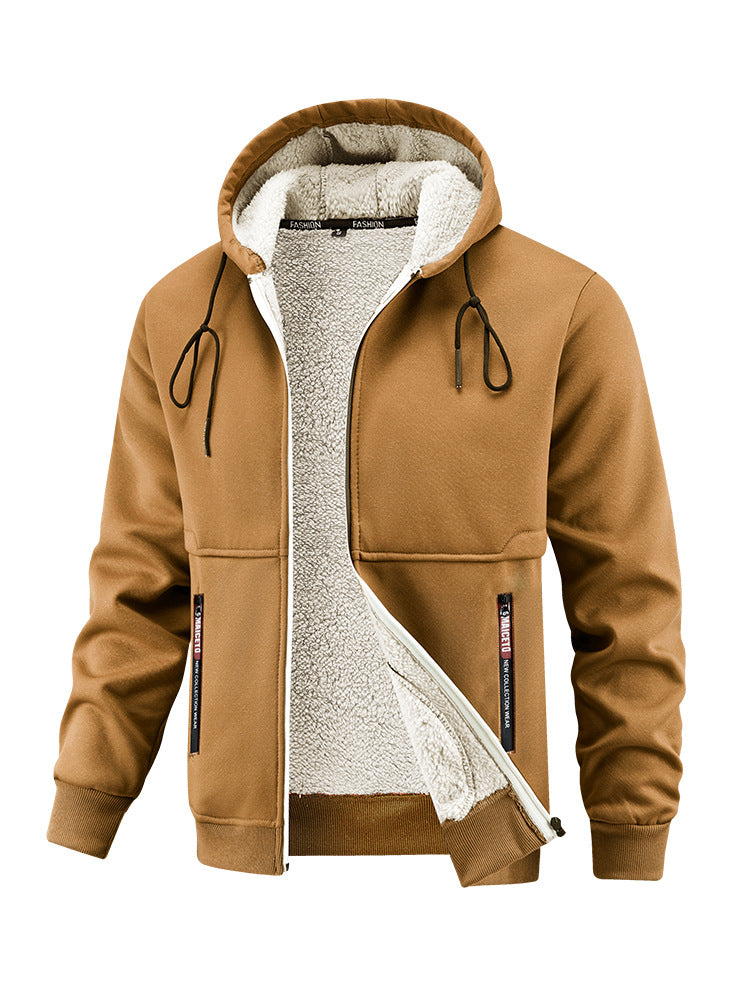Mens Thickened Winter Outdoor Lambswool Jacket