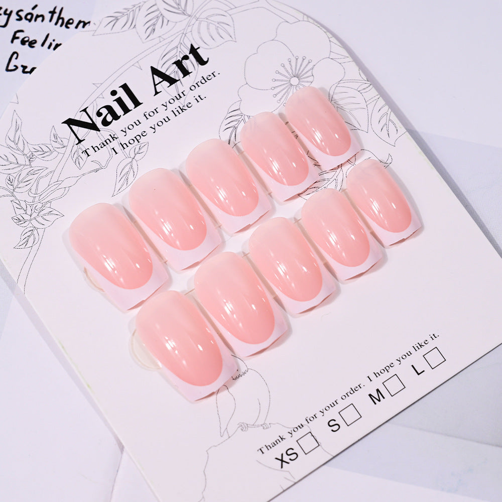 24 Pieces Nail Tips Square Short Simple Removable Boxed Fake Nails
