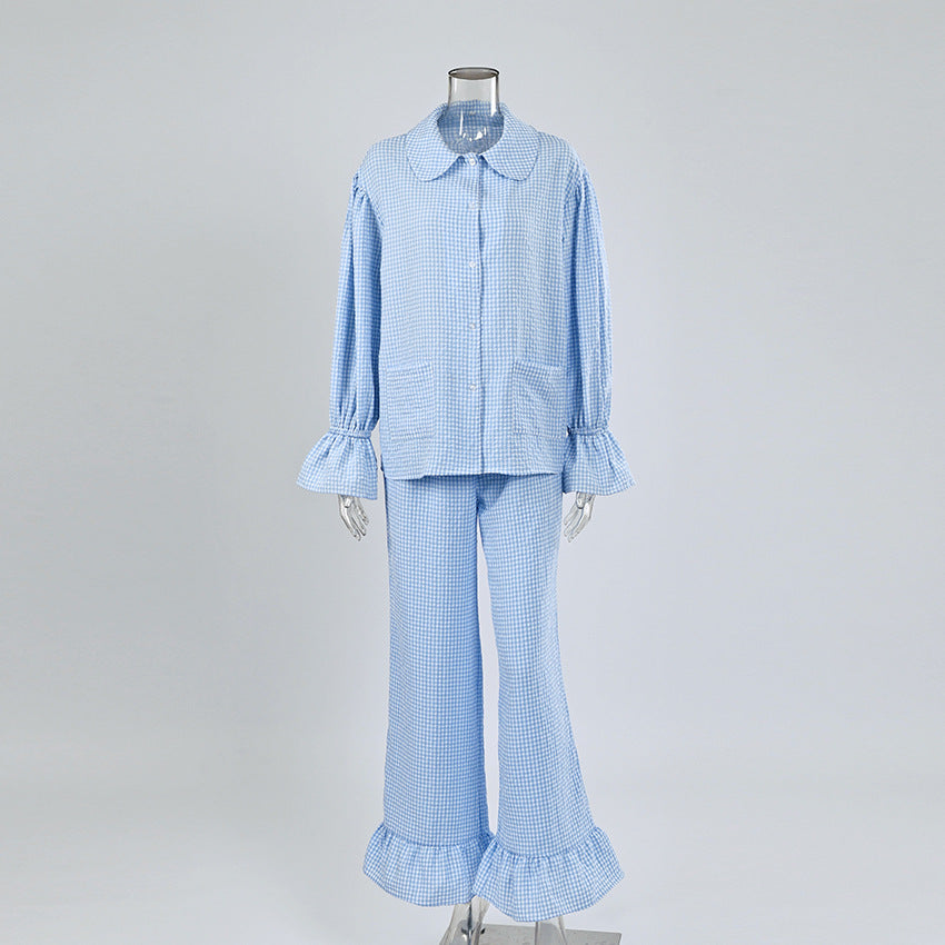 Womens Cozy And Casual Plaid Pants Set For Home Or Outdoors In Europe And America