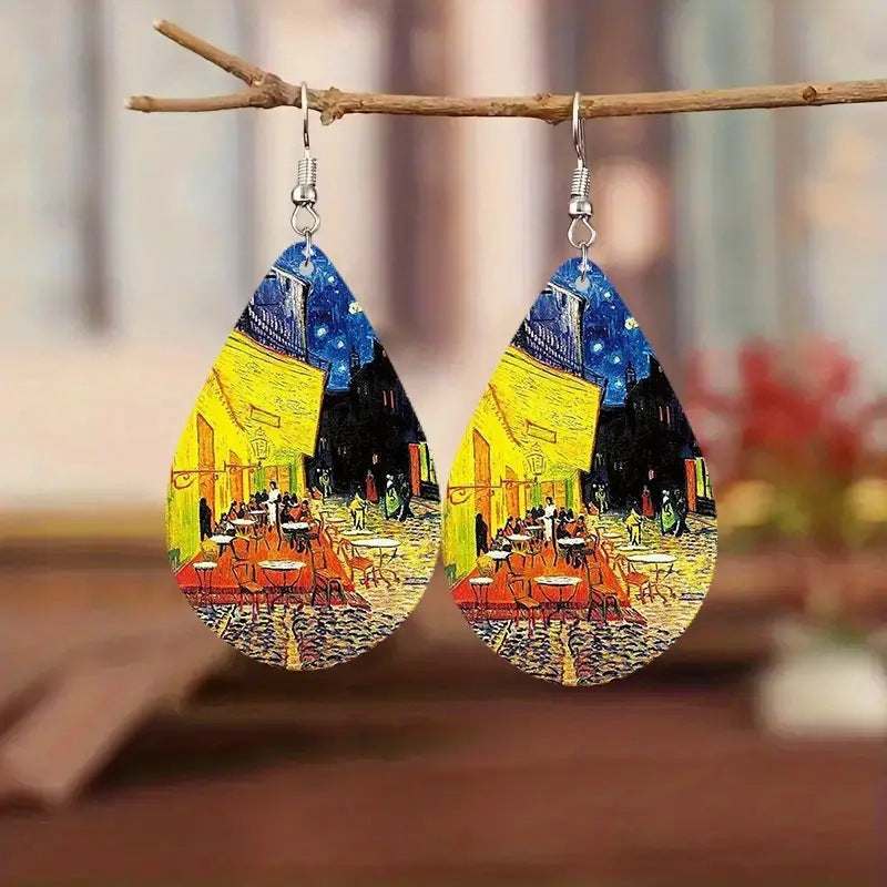 European And American PU Leather Earrings For Women Vintage And Creative