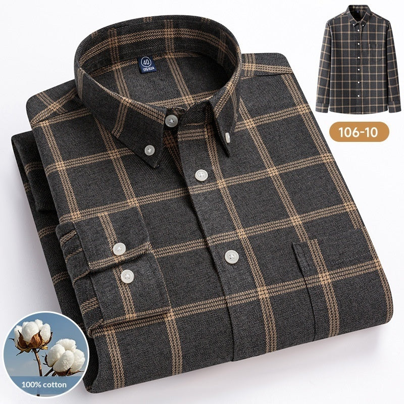100 Cotton Plaid Long-sleeve Shirt For Layering Or Wearing On Its Own