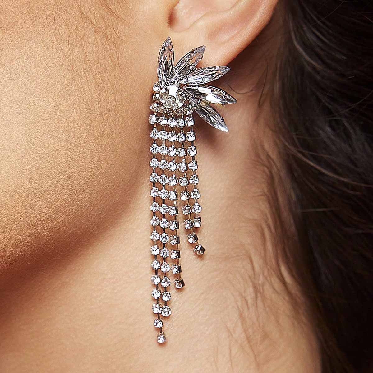 Tassel Multi-section Multi-layer Elongated Overlapping Earrings