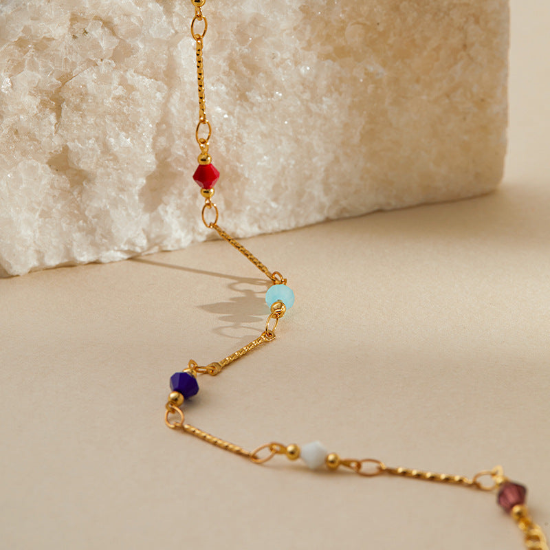 Geometric Rhombus Crystal Stone Creative And Versatile Summer Outdoor Anklet For Home