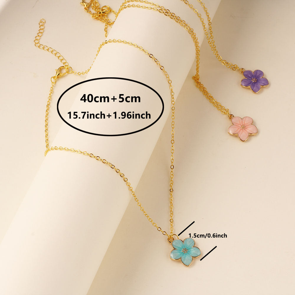 Stylish Oil-drip Flower Necklace For Women Delicate Pendant