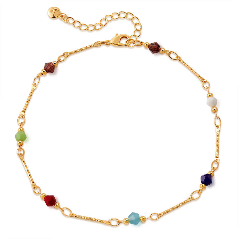 Geometric Rhombus Crystal Stone Creative And Versatile Summer Outdoor Anklet For Home