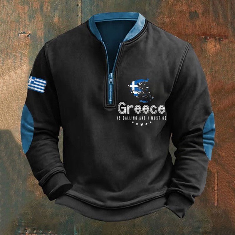 Sweatshirt With Digital Print Mens Half-Zip Hoodie Printed Top