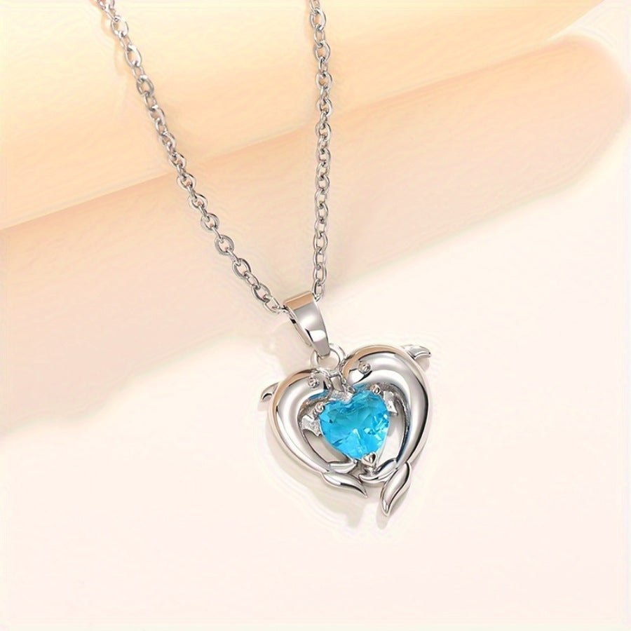 Dolphin-shaped Crystal Necklace For Women In European And American Styles
