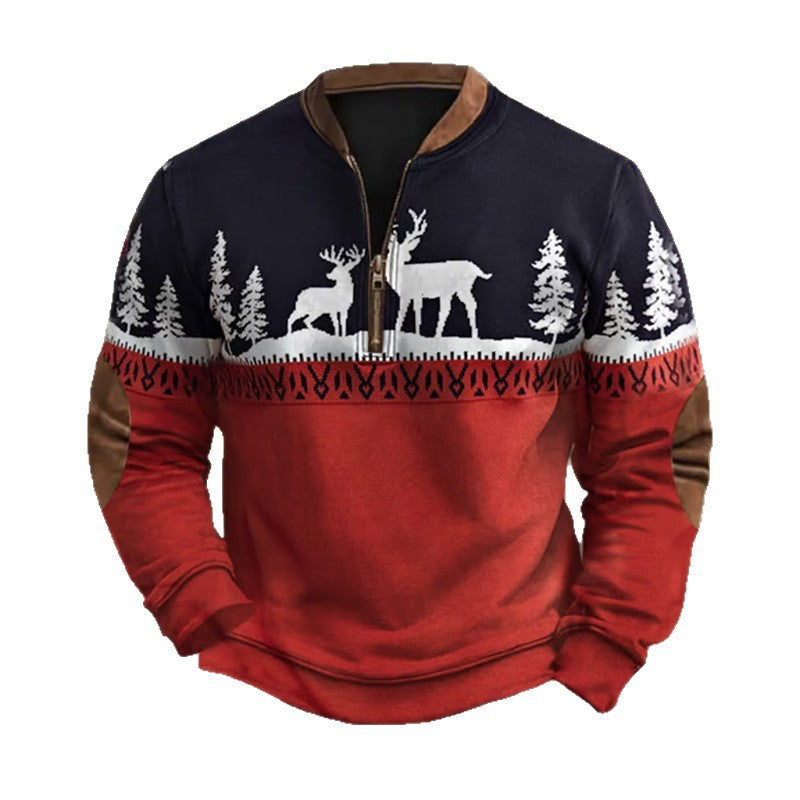 Sweatshirt With Digital Print Mens Half-Zip Hoodie Printed Top