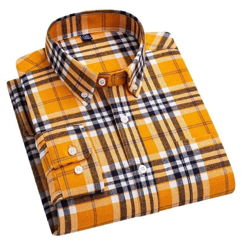 100 Cotton Plaid Long-sleeve Shirt For Layering Or Wearing On Its Own