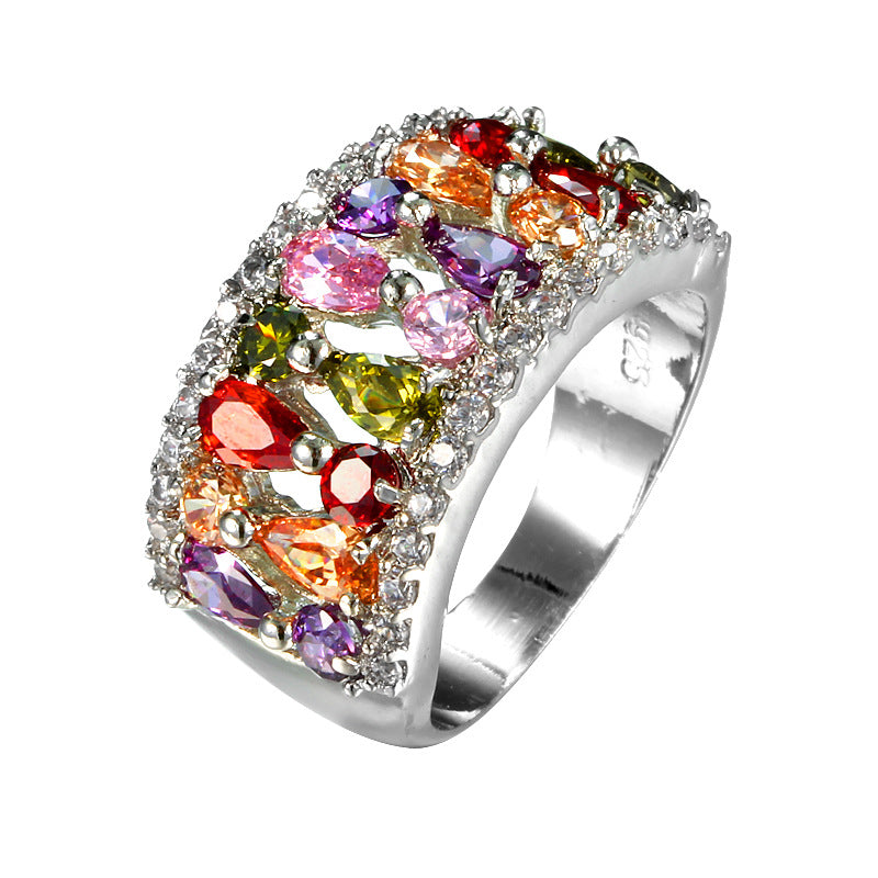 Stylish And Colorful Zircon Ring