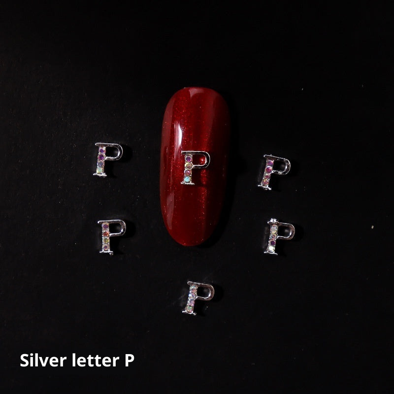 26 Letter Alloy Nail Ornament Nail Crystal