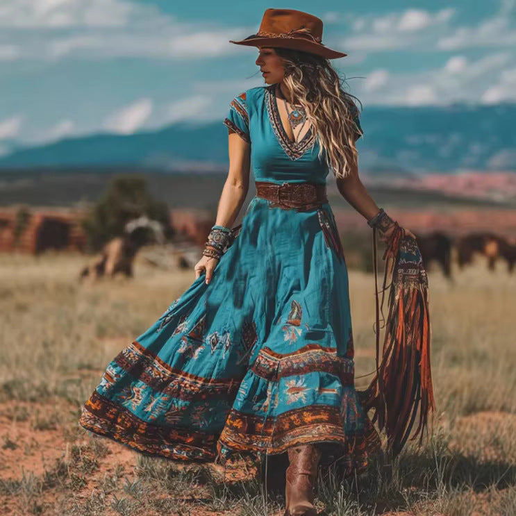 Stylish Trendy Retro Western-style Womens Dress