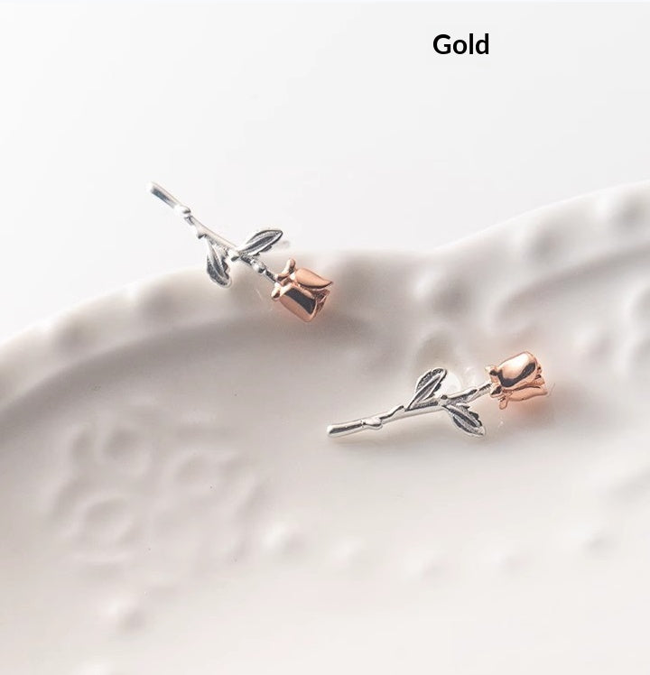 Silver Flower Stud Earrings A Sweet Rose Design For A Delicate Charming Look