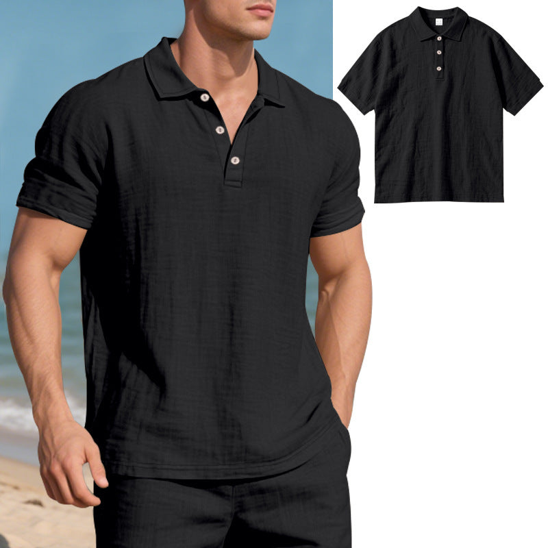 Breathable Linen Casual Short-Sleeve Polo Shirt