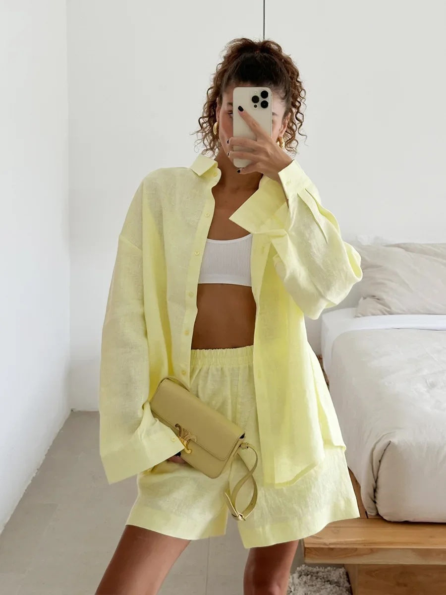 New Spring Summer Loose Long-Sleeve Shirt And Casual Suit For Women From Europe And The US