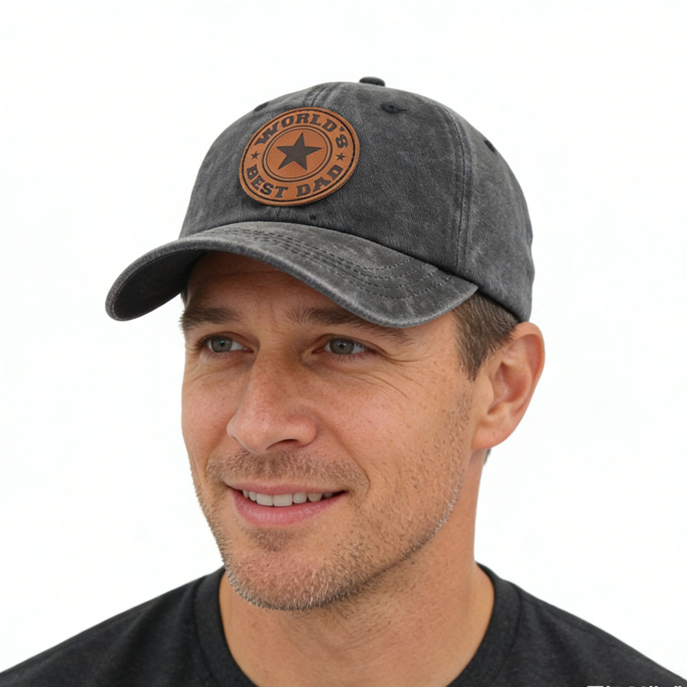 World's Best Dad For Man, Adjustable Embroidered Wash Cotton Baseball Cap