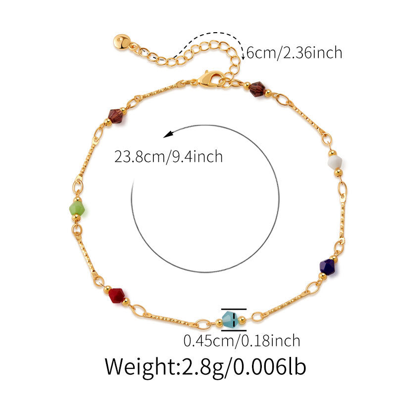Geometric Rhombus Crystal Stone Creative And Versatile Summer Outdoor Anklet For Home