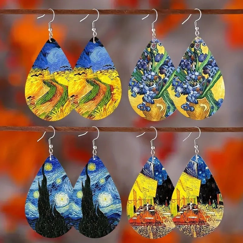 European And American PU Leather Earrings For Women Vintage And Creative