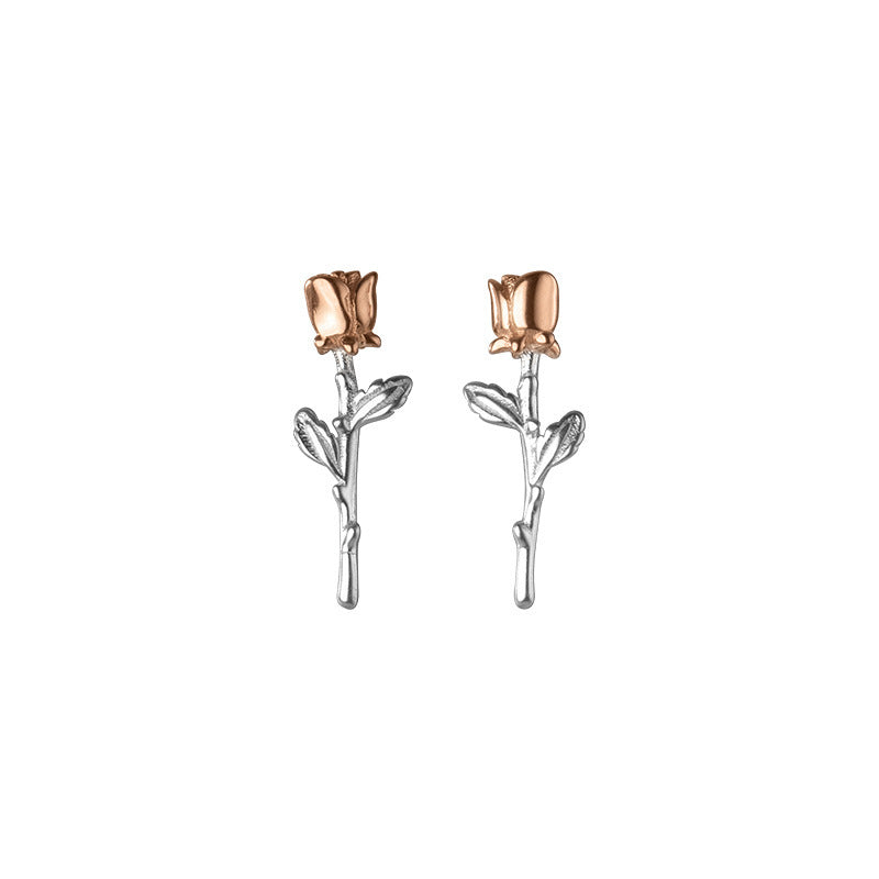 Silver Flower Stud Earrings A Sweet Rose Design For A Delicate Charming Look