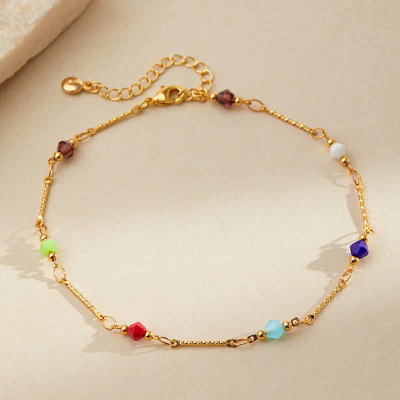 Geometric Rhombus Crystal Stone Creative And Versatile Summer Outdoor Anklet For Home