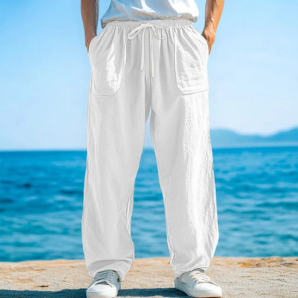Loose-fitting Casual Pants With A Drawstring And Front Pockets