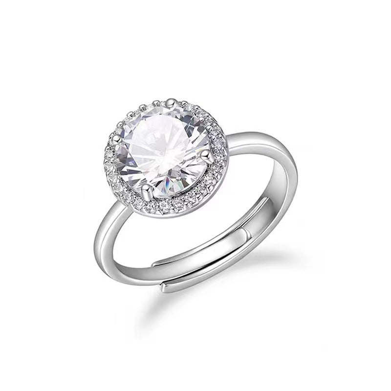 3-Carat Fashionable Princess-Cut Round-Shape Open-End Ring