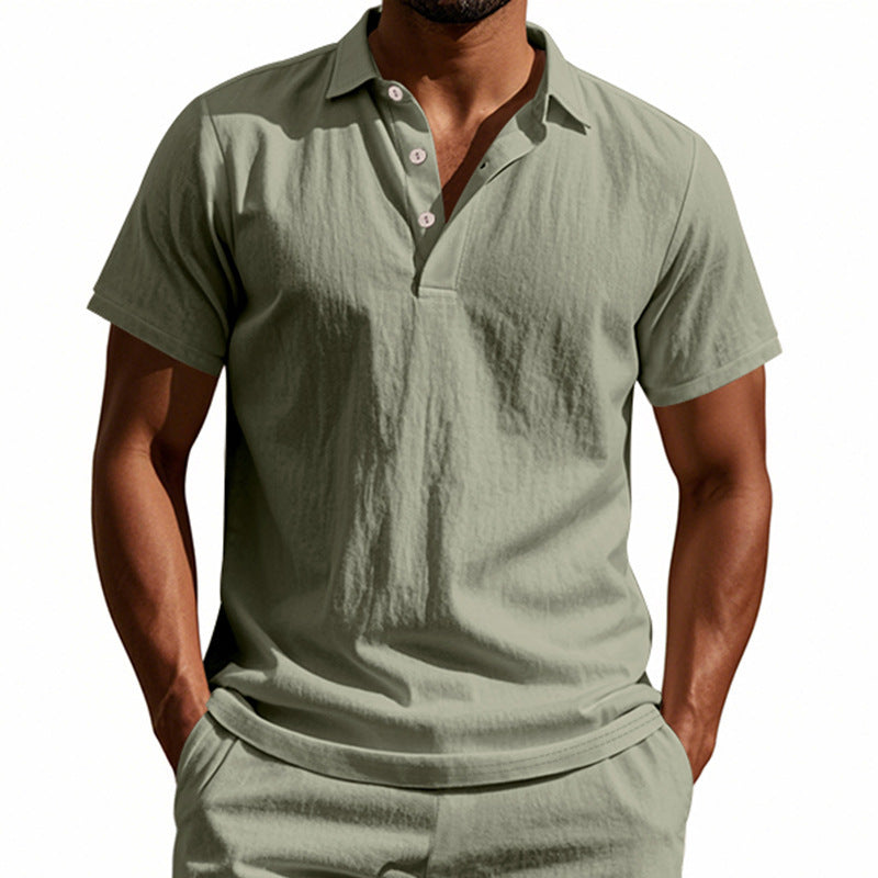 Breathable Linen Casual Short-Sleeve Polo Shirt