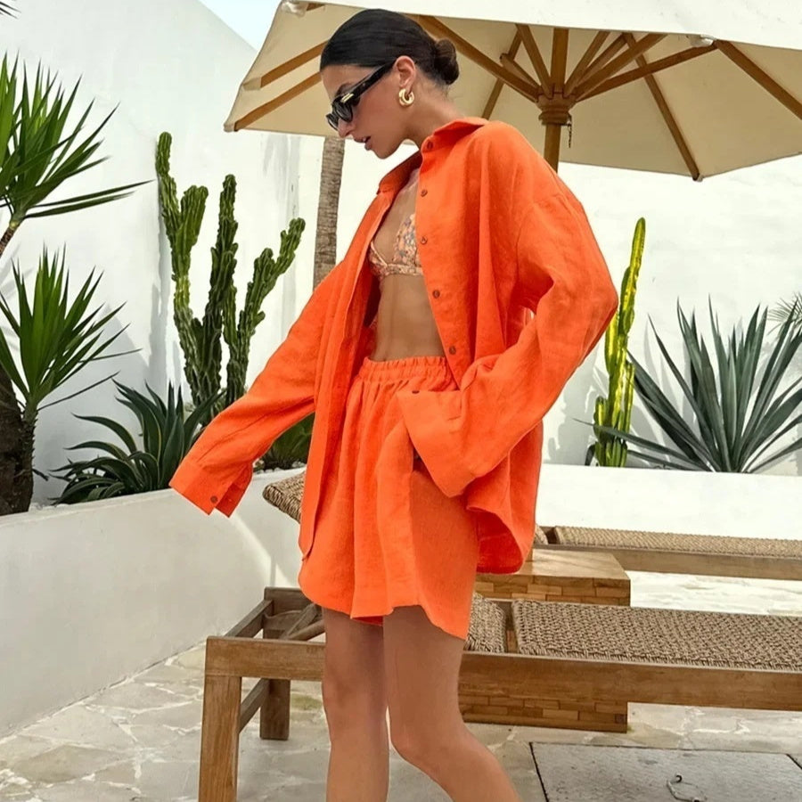 New Spring Summer Loose Long-Sleeve Shirt And Casual Suit For Women From Europe And The US