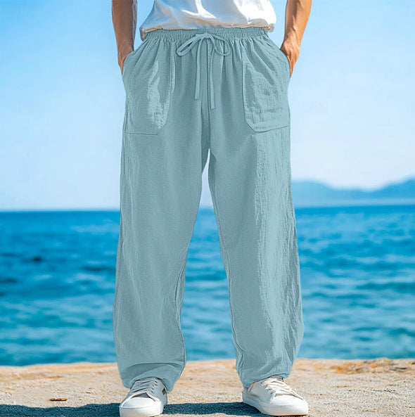 Loose-fitting Casual Pants With A Drawstring And Front Pockets