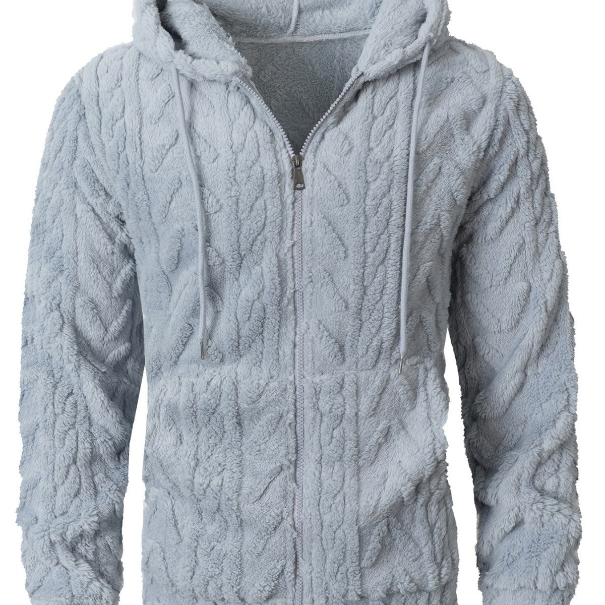 Textured Casual Hooded Top Cardigan Sweatshirt Jacket