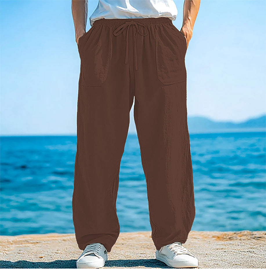 Loose-fitting Casual Pants With A Drawstring And Front Pockets