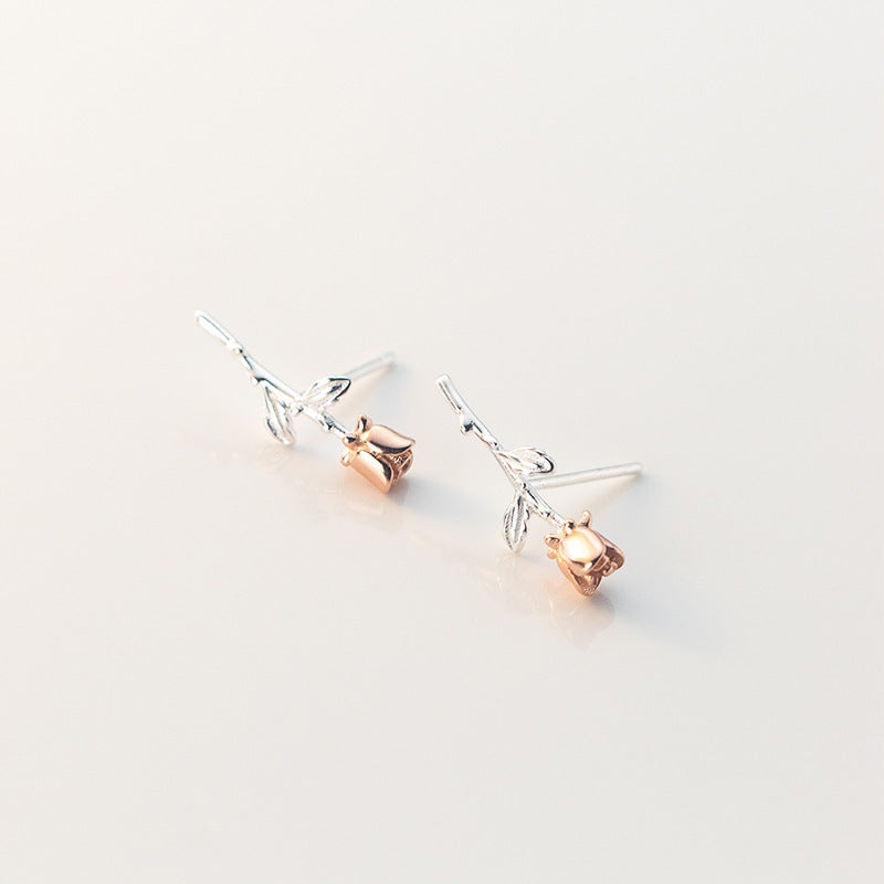 Silver Flower Stud Earrings A Sweet Rose Design For A Delicate Charming Look
